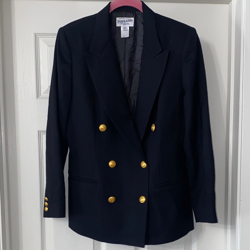 Pendleton Black Double-Breasted Blazer w/ Gold Bu… - image 1